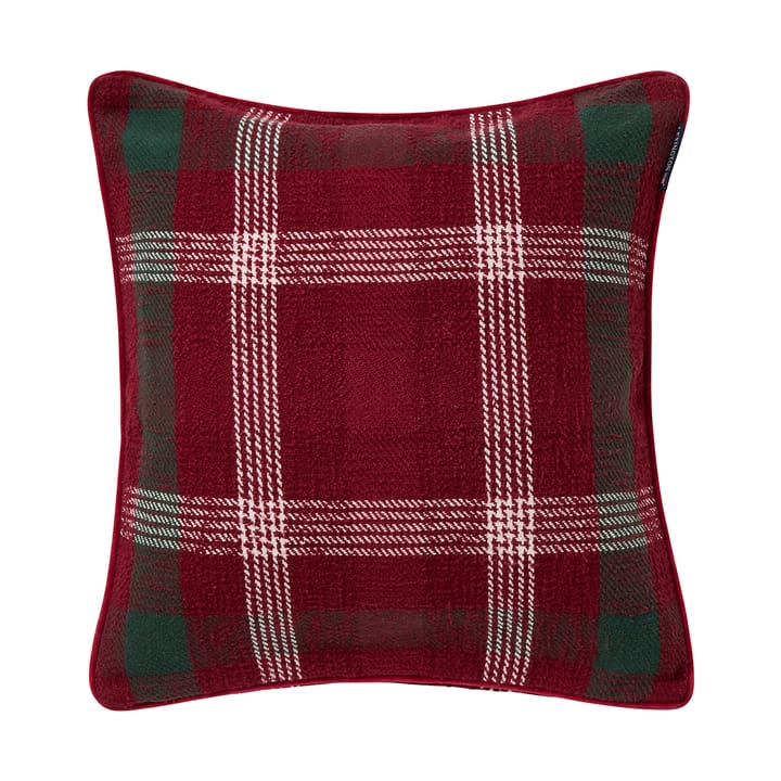 Poszewka na poduszkę Checked z recyklingowanej bawełny 50x50 cm - Red-green-white - Lexington