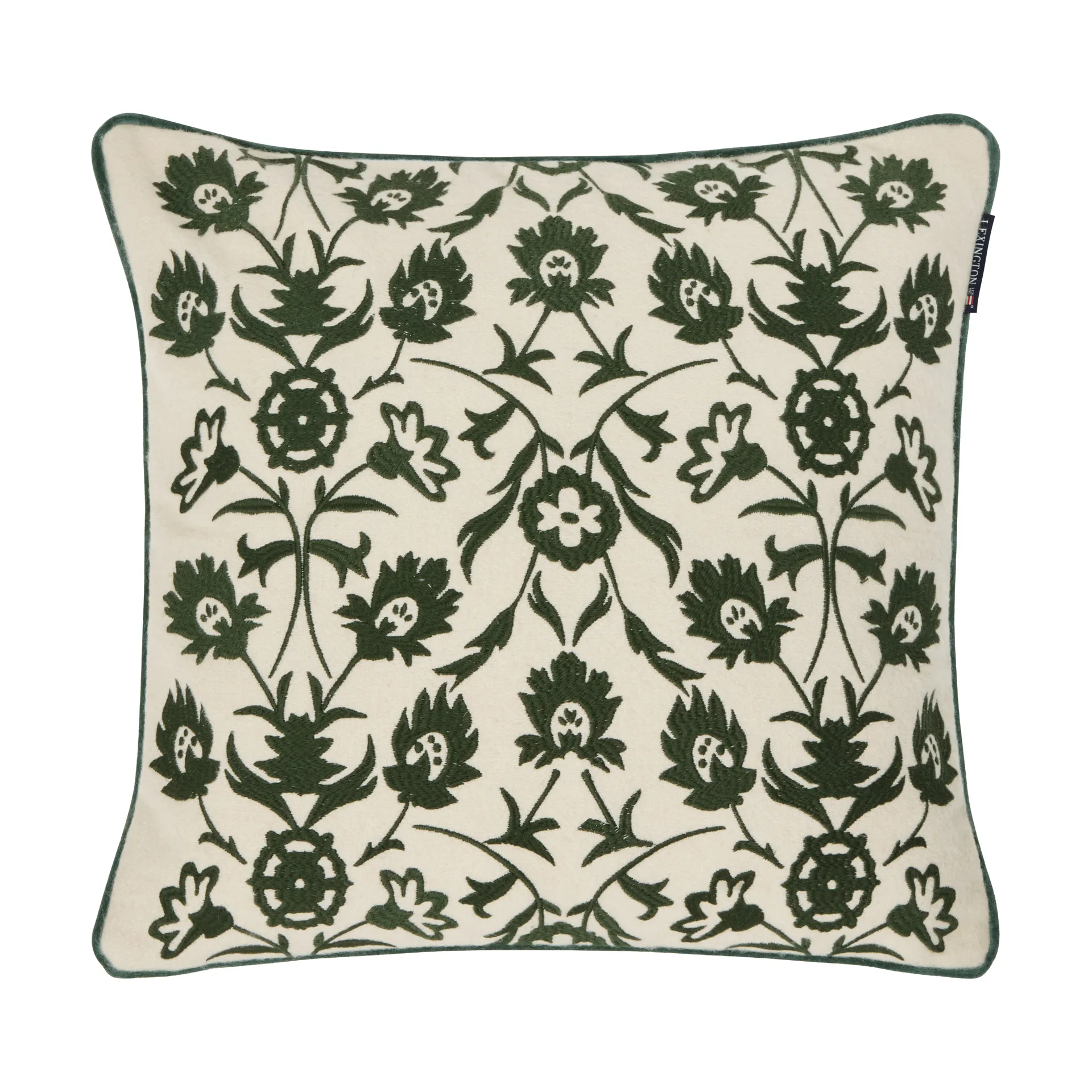 Poszewka na poduszkę Flower Embroidered Wool Mix, 50x50 cm, Light beige-green Lexington