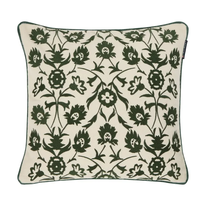 Poszewka na poduszkę Flower Embroidered Wool Mix, 50x50 cm - Light beige-green - Lexington
