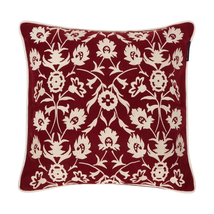 Poszewka na poduszkę Flower Embroidered Wool Mix, 50x50 cm - Red-Light beige - Lexington