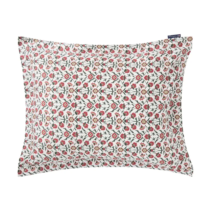 Poszewka na poduszkę Flower Printed Cotton Sateen 50x60 cm - White-red-green-beige - Lexington