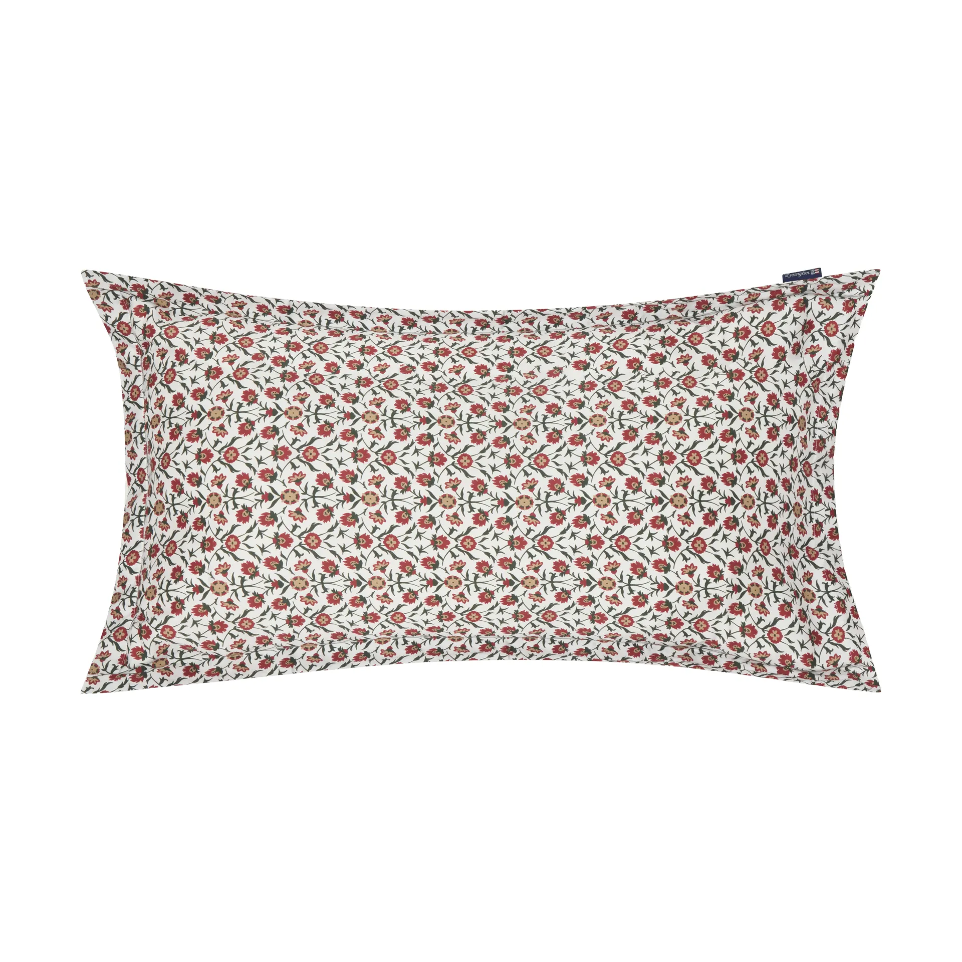 Poszewka na poduszkę Flower printed cotton sateen, 50x90 cm, White-red-green-beige Lexington