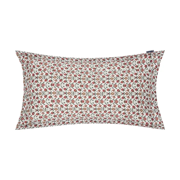 Poszewka na poduszkę Flower printed cotton sateen, 50x90 cm - White-red-green-beige - Lexington