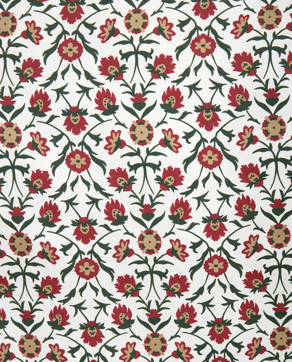Poszewka na poduszkę Flower printed cotton sateen, 50x90 cm, White-red-green-beige Lexington