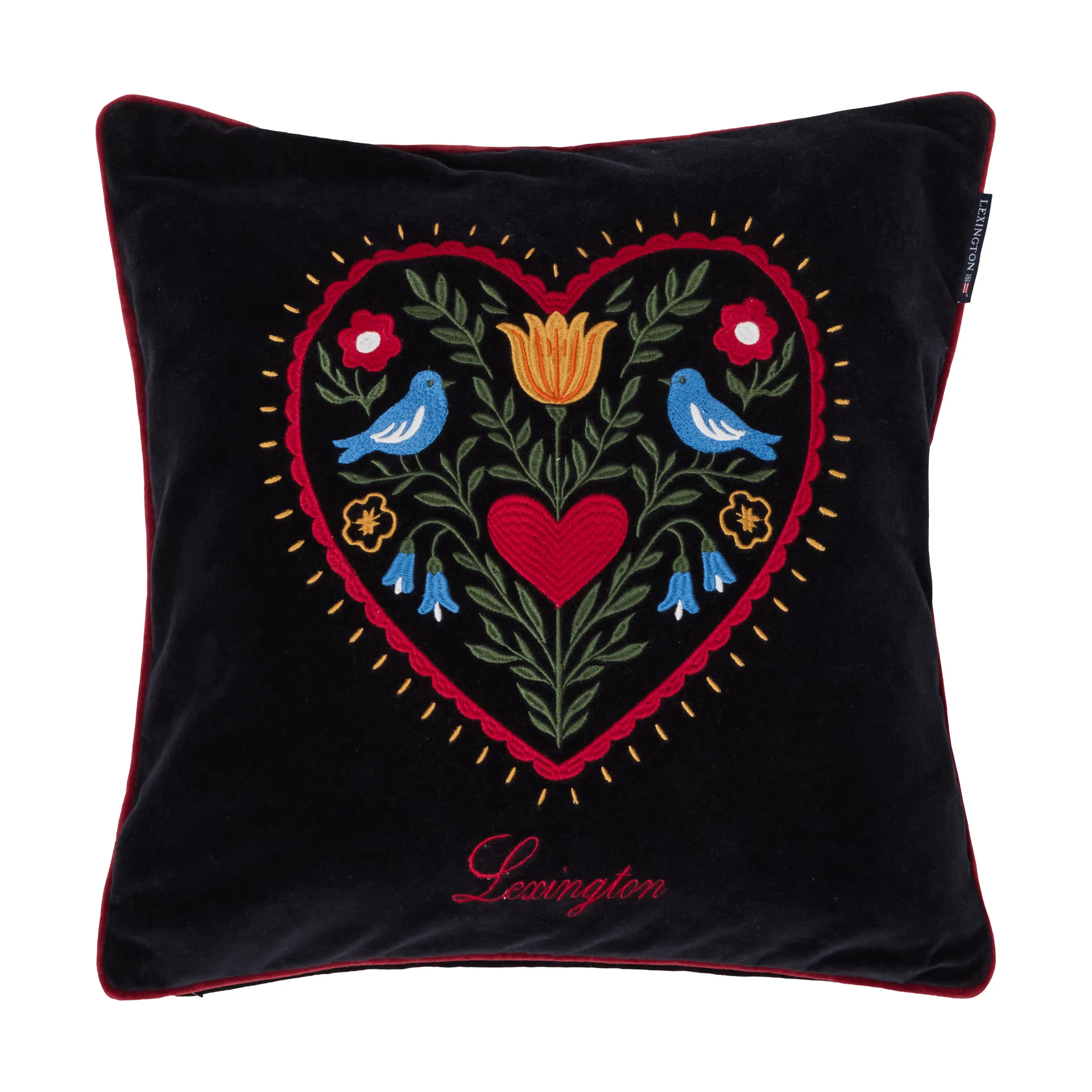 Poszewka na poduszkę Heart z aksamitu z bawełny organicznej, Black-multi, 50x50 cm Lexington
