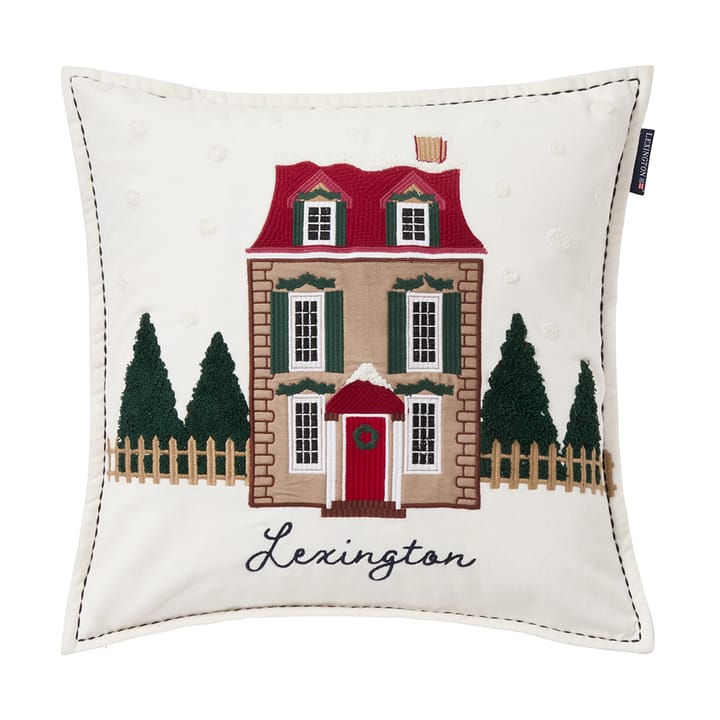 Poszewka na poduszkę House z ekologicznej bawełnianej welury 50x50 cm - White-multi - Lexington