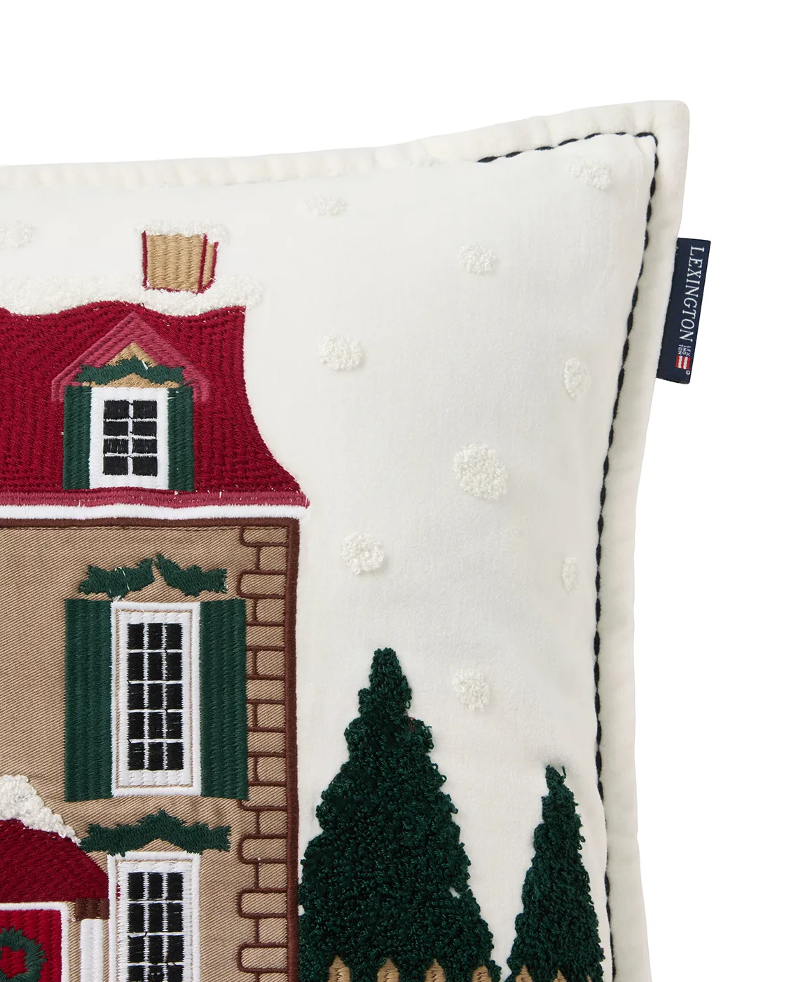 Poszewka na poduszkę House z ekologicznej bawełnianej welury 50x50 cm, White-multi Lexington