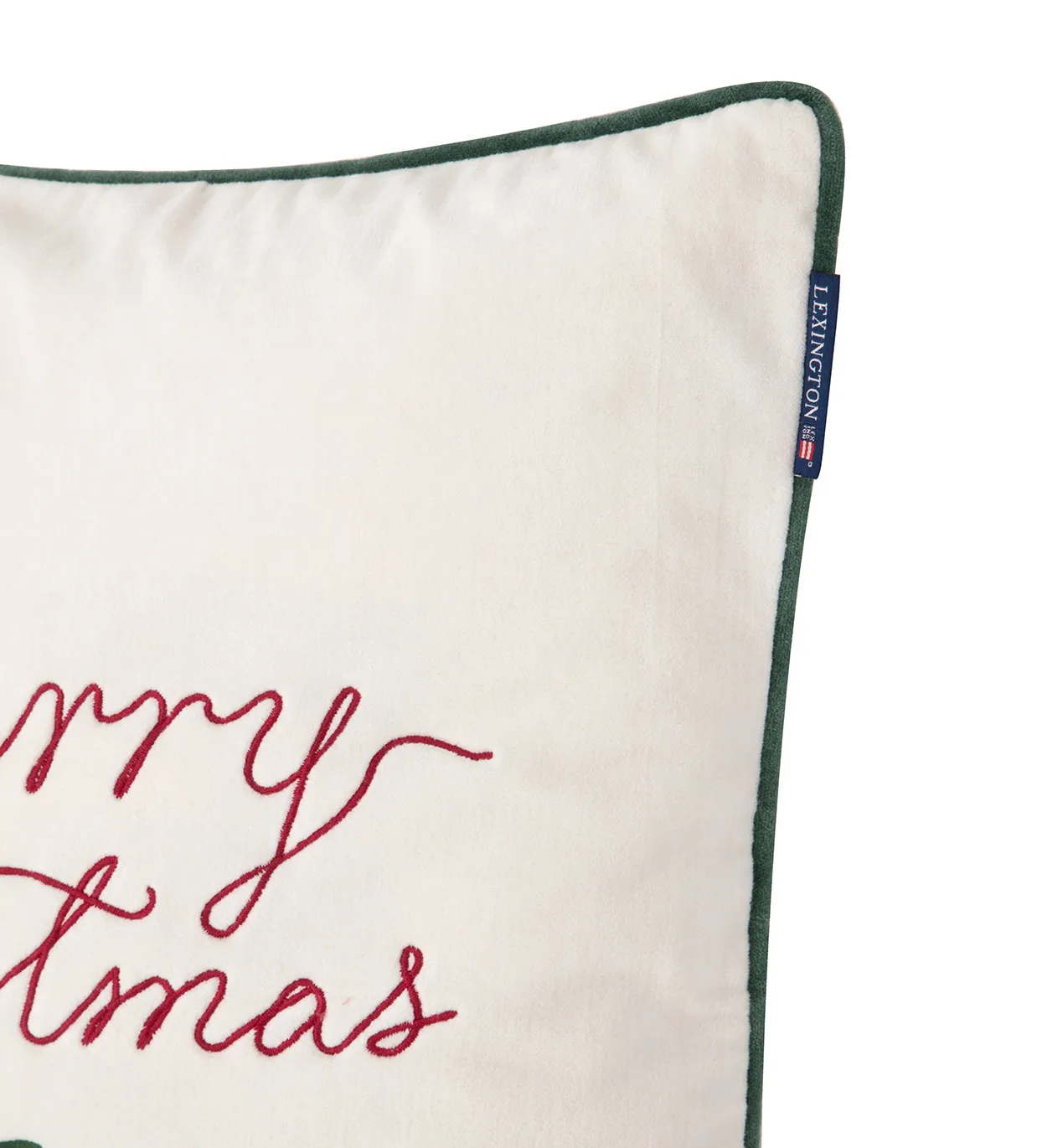 Poszewka na poduszkę Merry Christmas Cotton Velvet 50x50 cm, Off white-red Lexington
