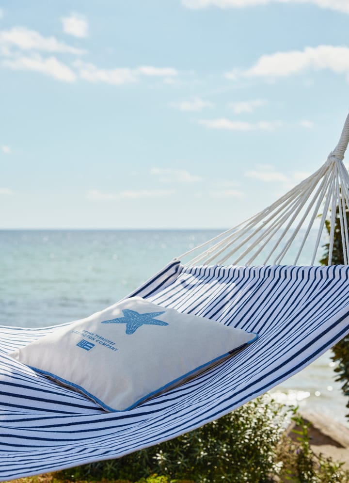 Poszewka na poduszkę Sea Embroidered Recycled Cotton 50x50 cm - White-blue - Lexington