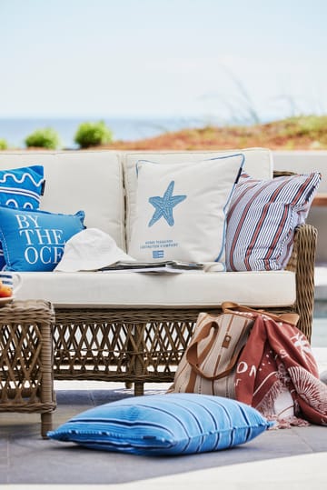 Poszewka na poduszkę Sea Embroidered Recycled Cotton 50x50 cm - White-blue - Lexington