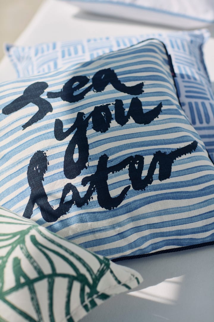 Poszewka na poduszkę Sea You Later Cotton Canvas 50x50 cm, Biało-niebieski Lexington
