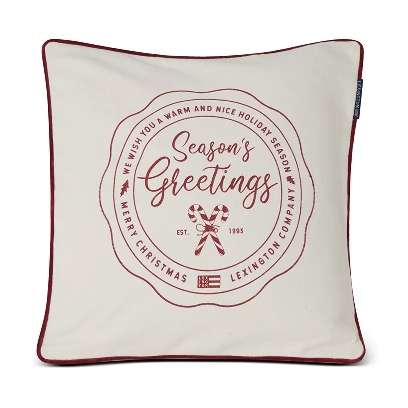 Poszewka na poduszkę Seasons Greetings Cotton 50x50 cm, Off white-red Lexington