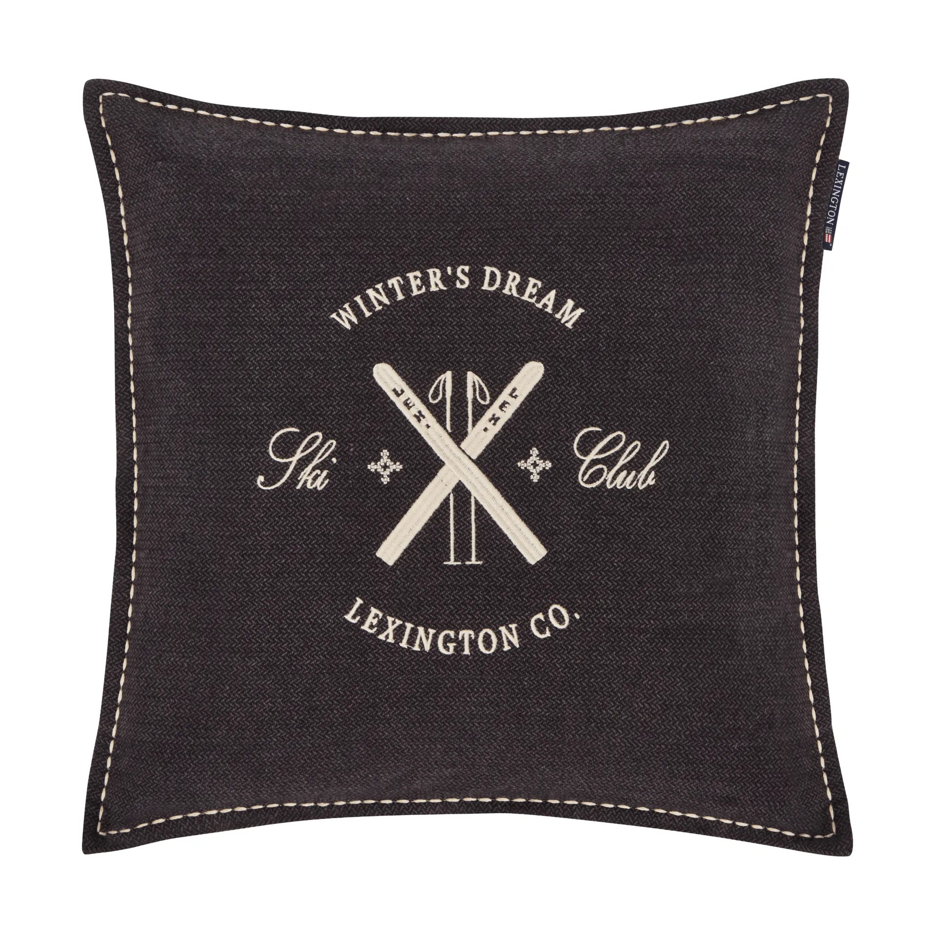 Poszewka na poduszkę Ski Club z bawełny organicznej, Navy-Light beige, 50x50 cm Lexington