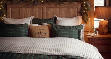 Poszewka na poduszkę Stripe cotton flannel - White-green-beige, 50x60 cm - Lexington