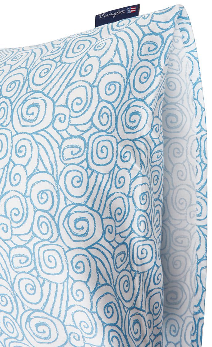 Poszewka na poduszkę Wave Printed Cotton Sateen 50x60 cm, White-Blue Lexington