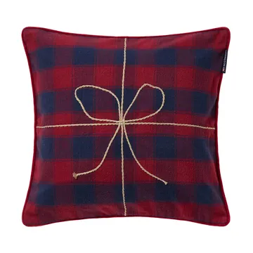 Poszewka na poduszkę Wrapped Checked z ekologicznej flaneli 50x50 cm - Dark blue-red - Lexington