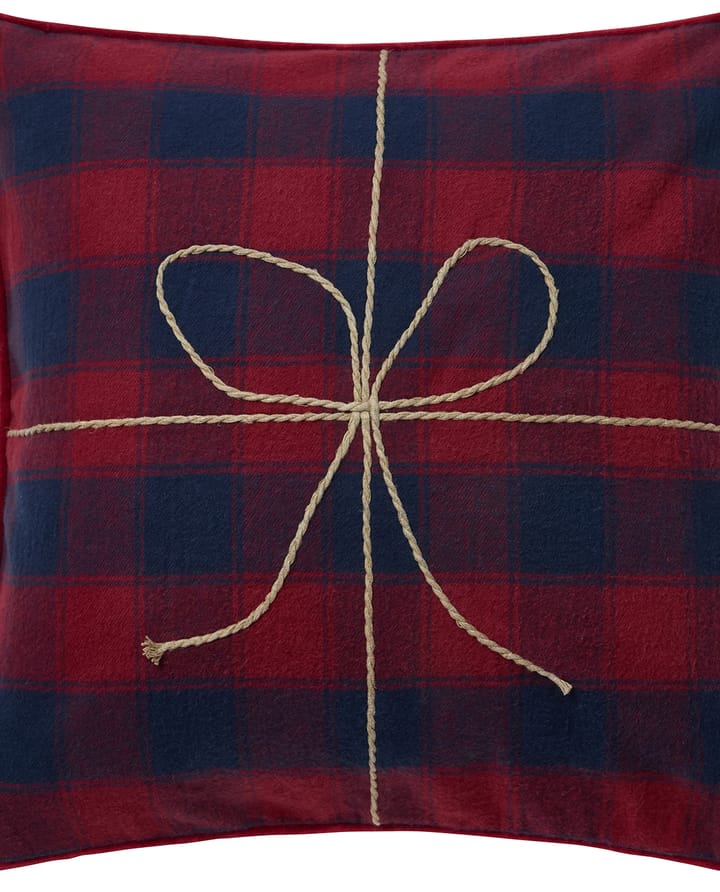 Poszewka na poduszkę Wrapped Checked z ekologicznej flaneli 50x50 cm, Dark blue-red Lexington