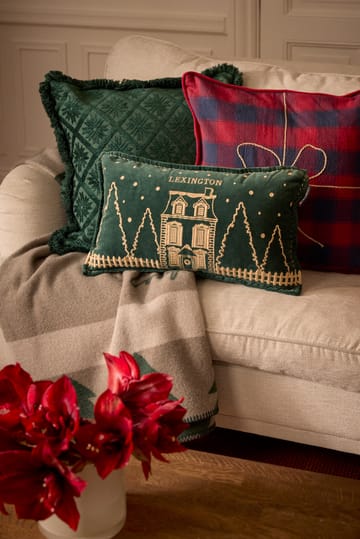 Poszewka na poduszkę Wrapped Checked z ekologicznej flaneli 50x50 cm - Dark blue-red - Lexington