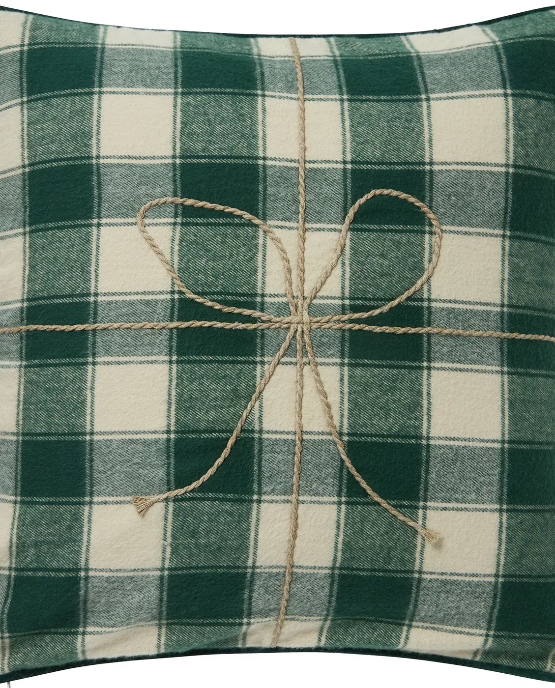 Poszewka na poduszkę Wrapped Checked z ekologicznej flaneli 50x50 cm, Light beige-green Lexington