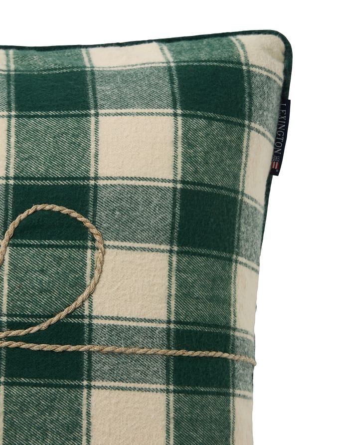 Poszewka na poduszkę Wrapped Checked z ekologicznej flaneli 50x50 cm, Light beige-green Lexington