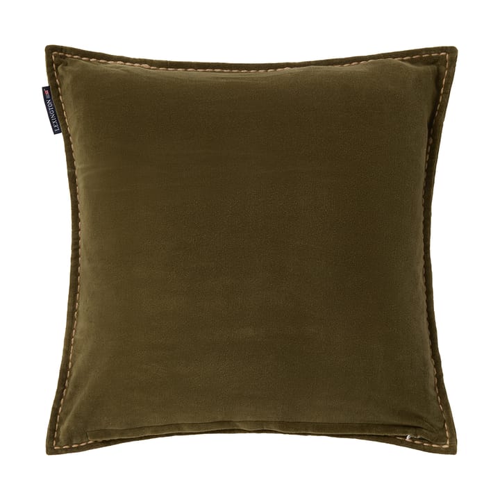 Poszewka na poduszkę Wreath z ekologicznej bawełnianej welury 50x50 cm, Olive-brown-white Lexington