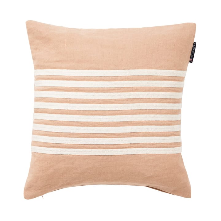 Poszewka na poduszkę z lnu i bawełny Emboidery Striped 50x50 cm - Beige - white - Lexington