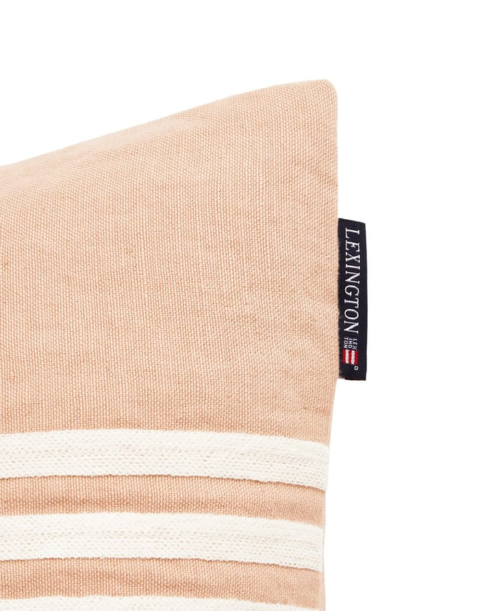 Poszewka na poduszkę z lnu i bawełny Emboidery Striped 50x50 cm - Beige - white - Lexington