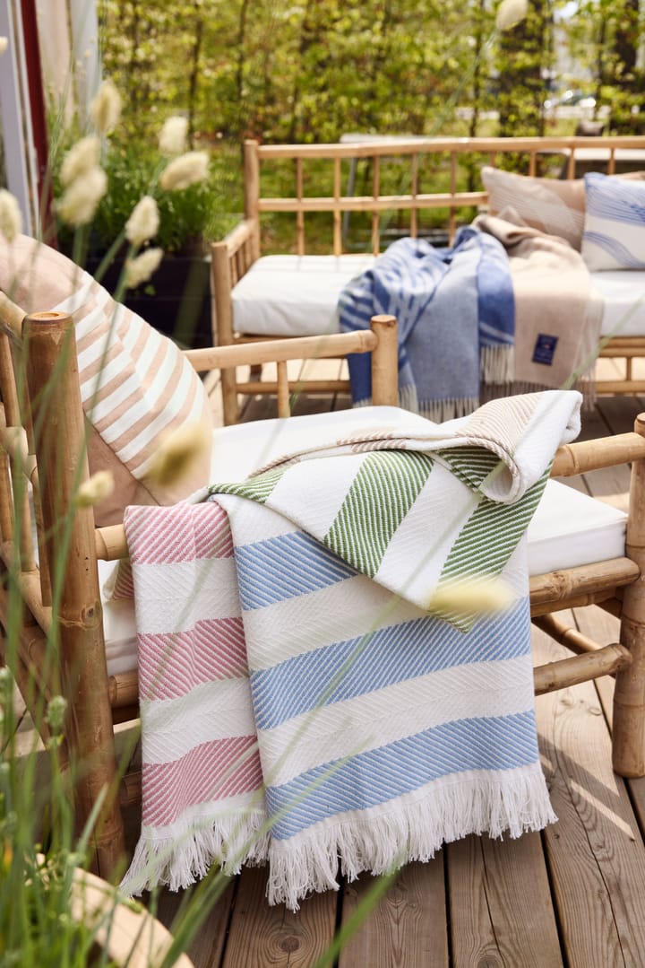 Poszewka na poduszkę z lnu i bawełny Emboidery Striped 50x50 cm, Beige - white Lexington
