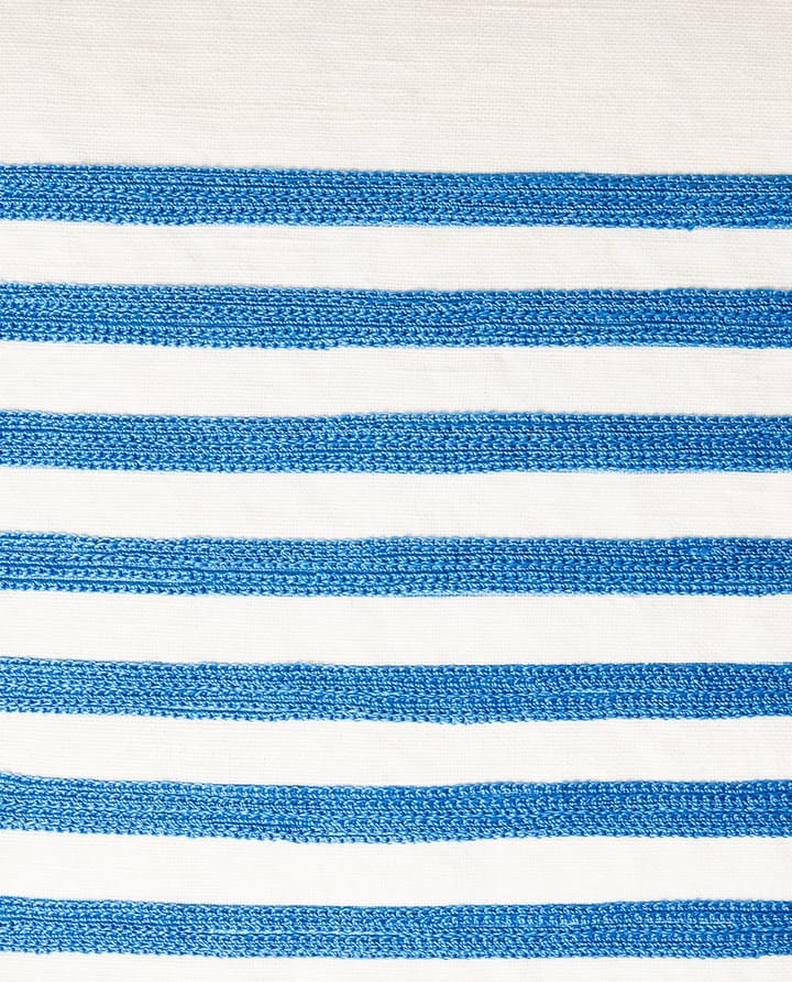 Poszewka na poduszkę z lnu i bawełny Emboidery Striped 50x50 cm - Off White - blue  - Lexington