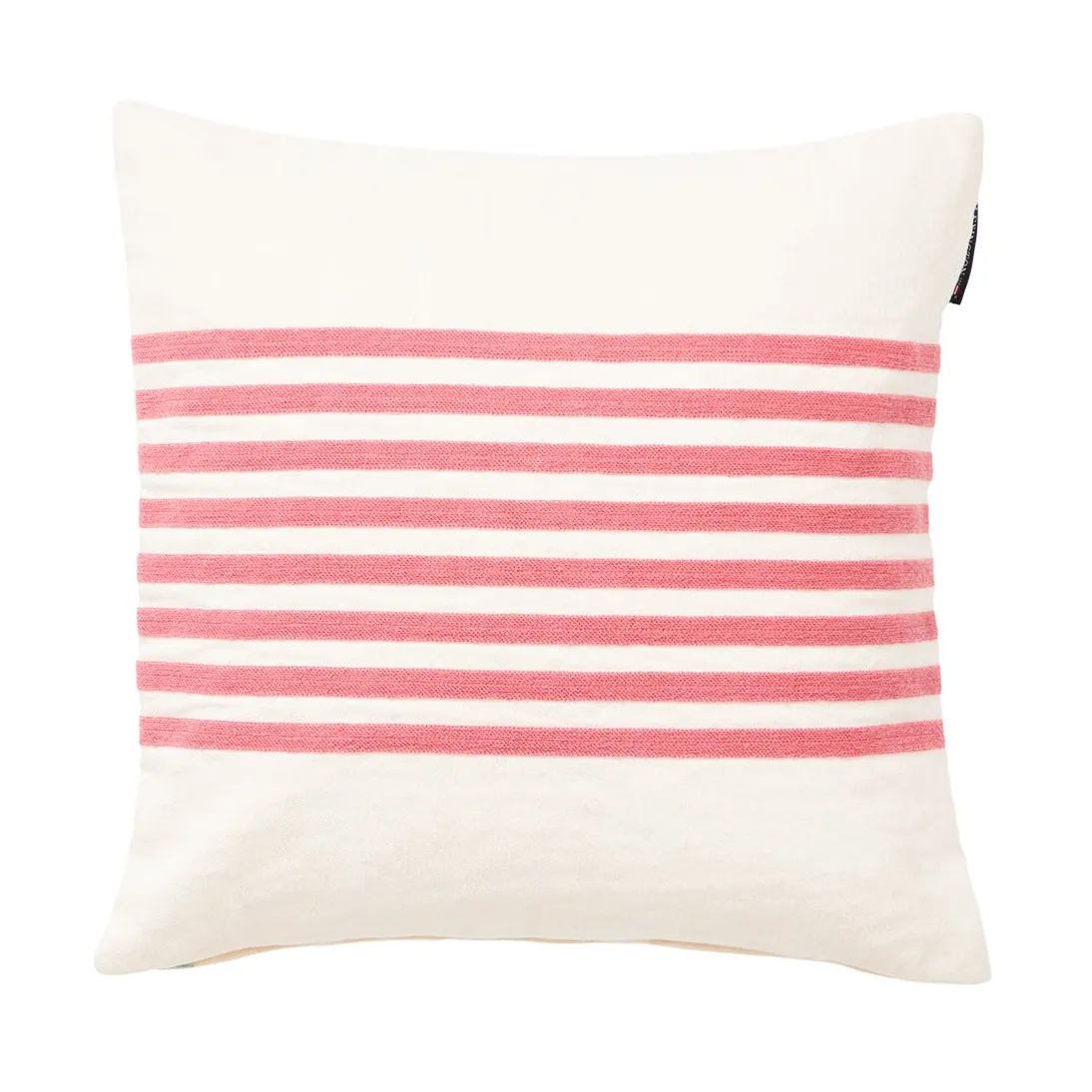 Poszewka na poduszkę z lnu i bawełny Emboidery Striped 50x50 cm, Off White - red Lexington