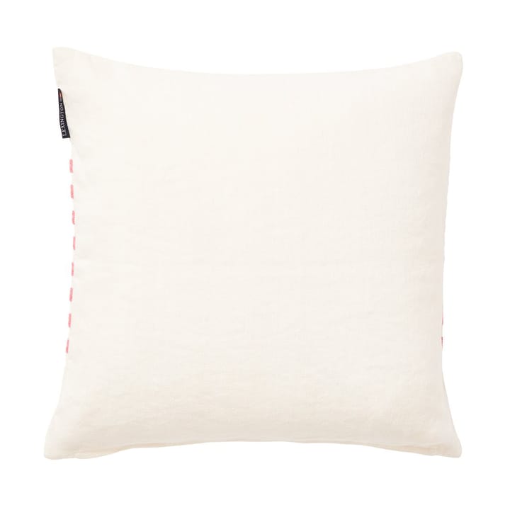 Poszewka na poduszkę z lnu i bawełny Emboidery Striped 50x50 cm, Off White - red Lexington