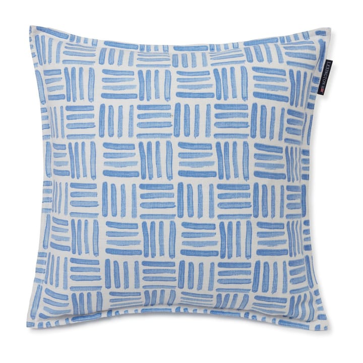 Poszewka na poduszkę z płótna bawełnianego z nadrukiem graficznym 50x50 cm - Blue-White - Lexington