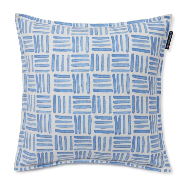 Poszewka na poduszkę z płótna bawełnianego z nadrukiem graficznym 50x50 cm, Blue-White Lexington
