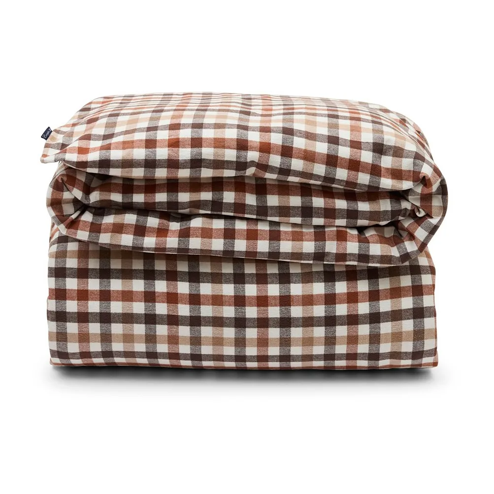 Poszwa na kołdrę z bawełny i flaneli w kratkę 220x220 cm, Rustic Brown/Off White Lexington
