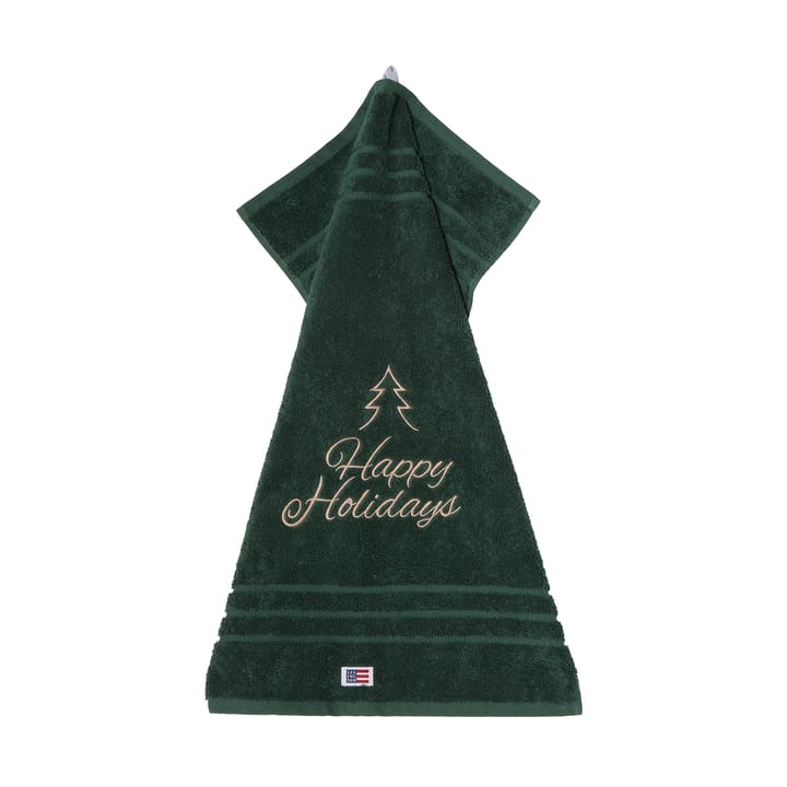 Ręcznik Happy Holidays Juniper z ekologicznej bawełny 50x70 cm - Green-Light Beige - Lexington