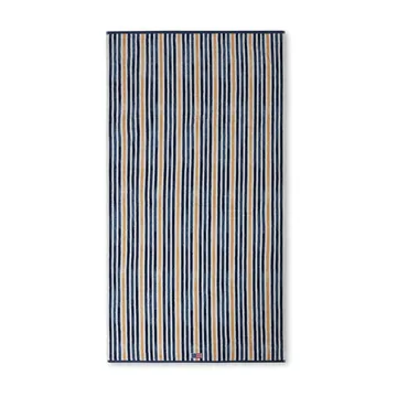 Ręcznik kąpielowy Striped Cotton Velour 100x180 cm - Niebieski-biały-owsiany - Lexington