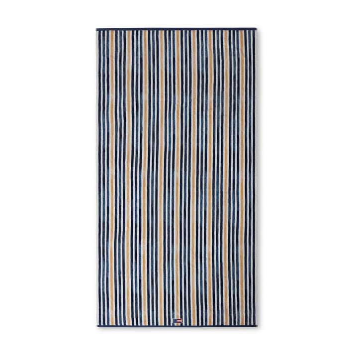 Ręcznik kąpielowy Striped Cotton Velour 100x180 cm - Niebieski-biały-owsiany - Lexington