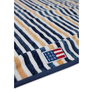 Ręcznik kąpielowy Striped Cotton Velour 100x180 cm - Niebieski-biały-owsiany - Lexington