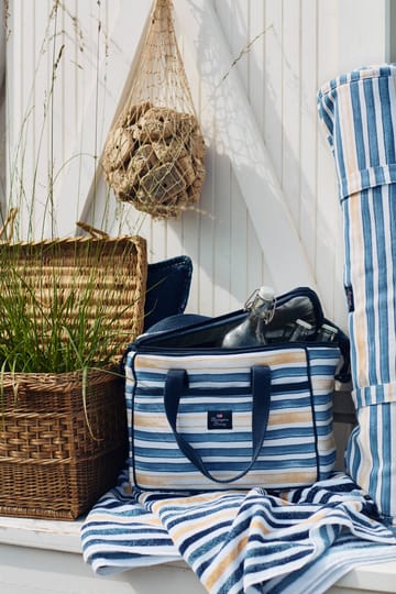Ręcznik kąpielowy Striped Cotton Velour 100x180 cm - Niebieski-biały-owsiany - Lexington