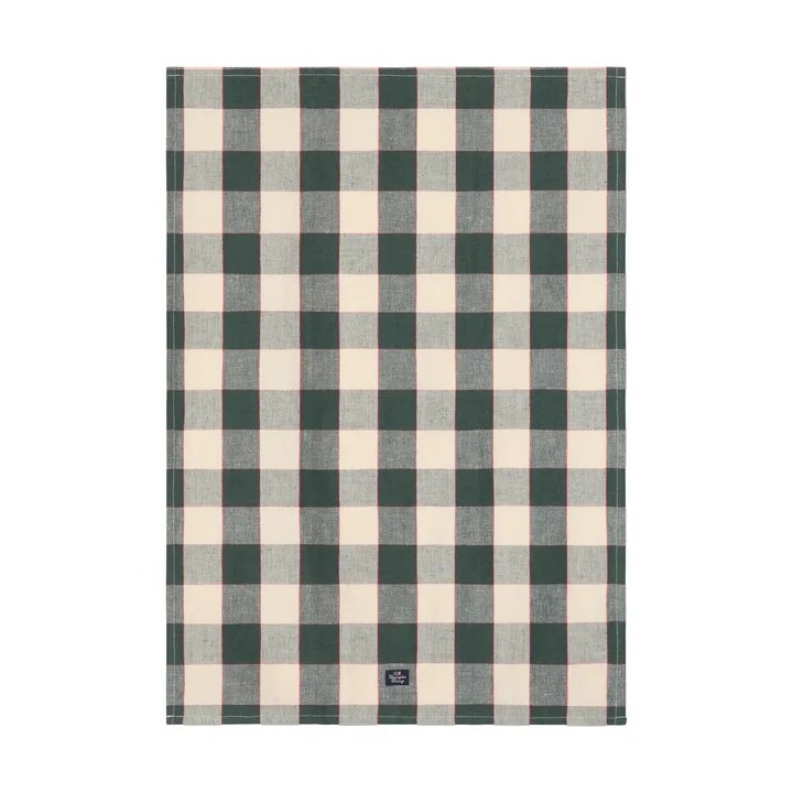 Ręcznik kuchenny Checked z lnu i bawełny 50x70 cm - Green-light beige-red - Lexington