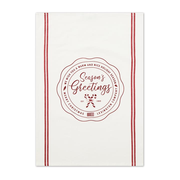 Ręcznik kuchenny Seasons Greetings Printed 50x70 cm - Biały-czerwony - Lexington