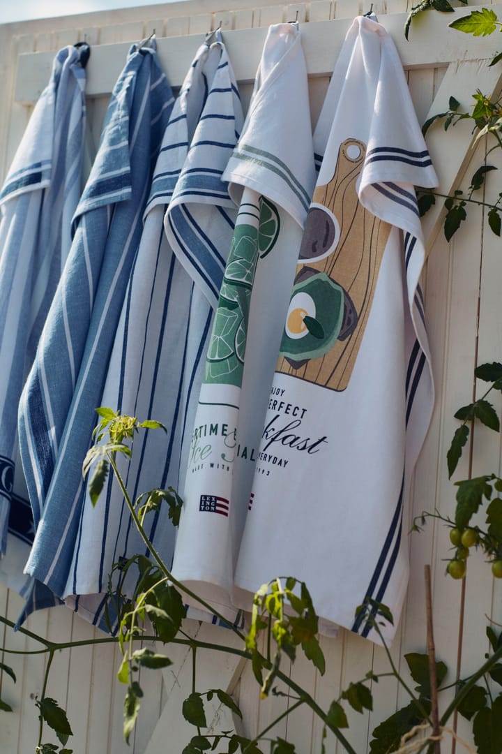 Ręcznik kuchenny Striped Cotton Terry 50x70 cm, Biało-niebieski Lexington