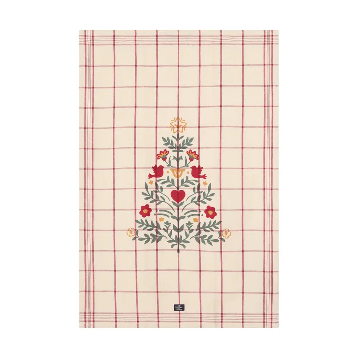 Ręcznik kuchenny Tree lniany/bawełniany - White-red-green, 50x70 cm - Lexington