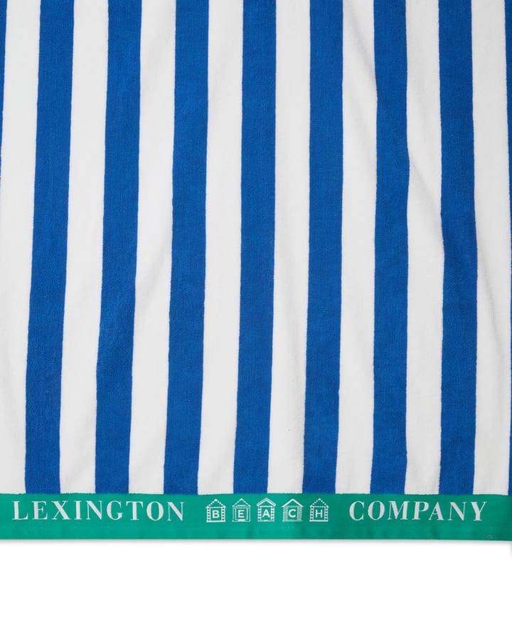Ręcznik plażowy Striped Cotton Terry 100x180 cm, Niebieski-biały-zielony Lexington