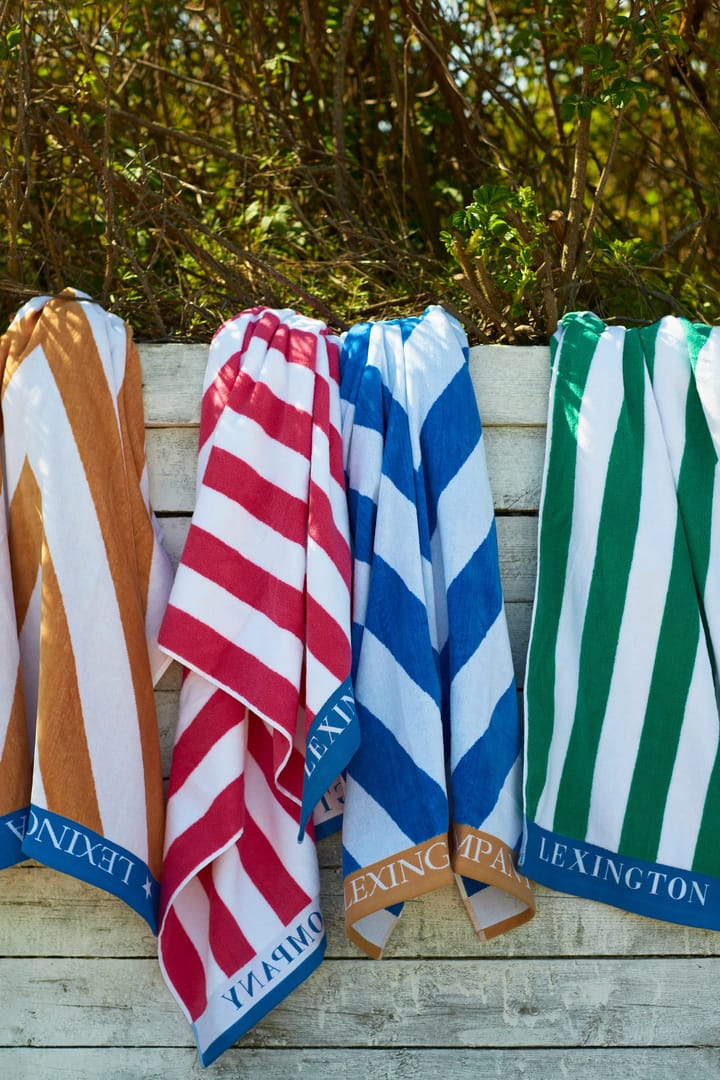 Ręcznik plażowy Striped Cotton Terry 100x180 cm, Niebieski-biały-zielony Lexington