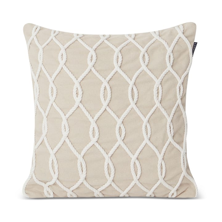 Rope Deco Canvas poszewka na poduszkę 50x50 cm - Jasnobeżowy-biały - Lexington