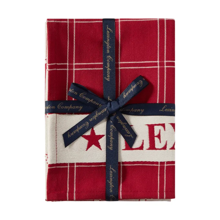 Ściereczka kuchenna żakardowa bawełnianaopakowanie 2 sztuk - Red-white, 50x70 cm - Lexington