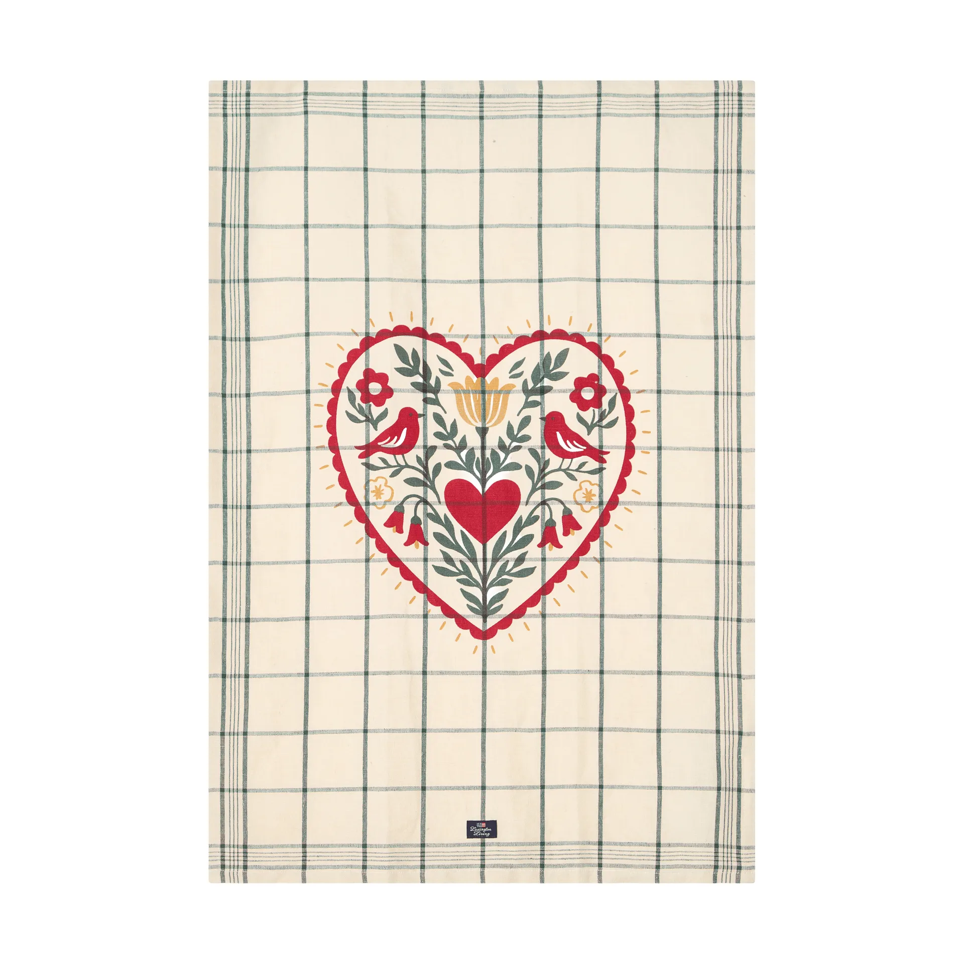 Ścierka kuchenna Heart lniana/bawełniana, White-green-red, 50x70 cm Lexington