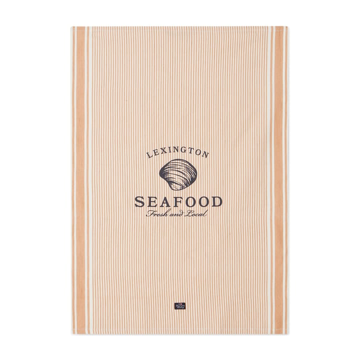 Seafood Striped & Printed ręcznik kuchenny 50x70 cm - Beżowy-biały - Lexington