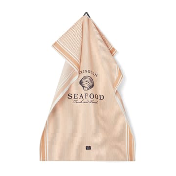 Seafood Striped & Printed ręcznik kuchenny 50x70 cm - Beżowy-biały - Lexington